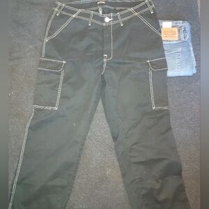 True Religion Black Cargo Jeans
